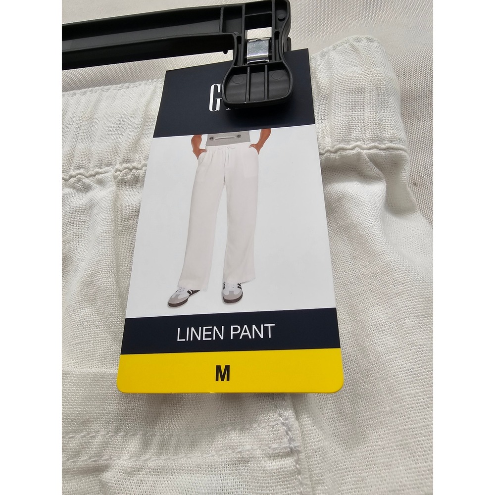 Gap Womens Wide Leg Linen Pants White Linen Blend Relaxed Size Medium - Picture 3 of 6